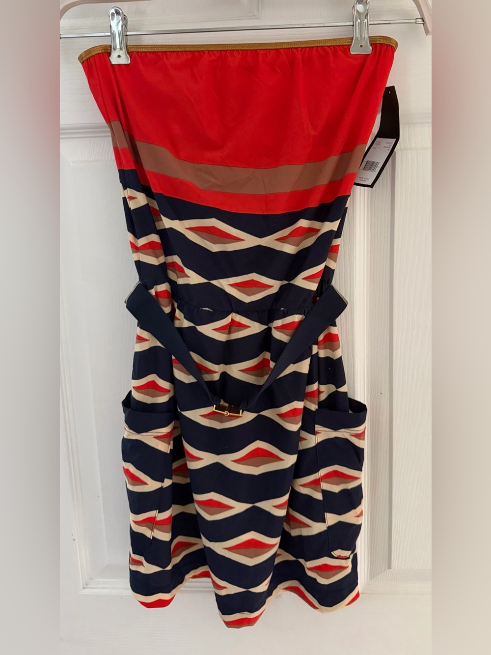 NWT Sleeveless Navy & Red Patterned Beach Cover Up Dress